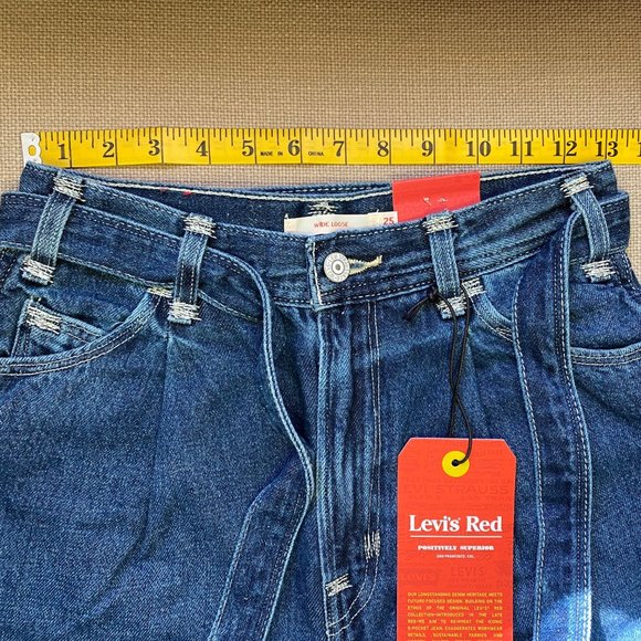 Levi's Red - Premium Denim - Loose Wide Leg Jeans Baggy 25x30 ~NWT - Picture 10 of 12